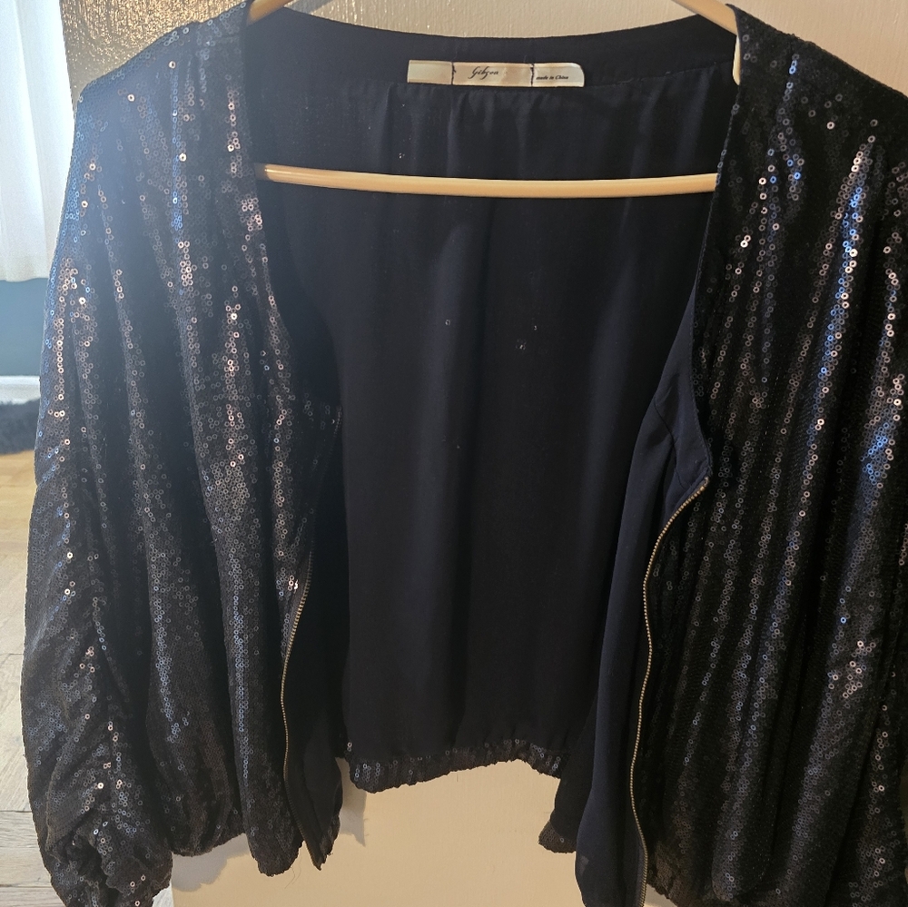 Elegant Black Sequin Jacket